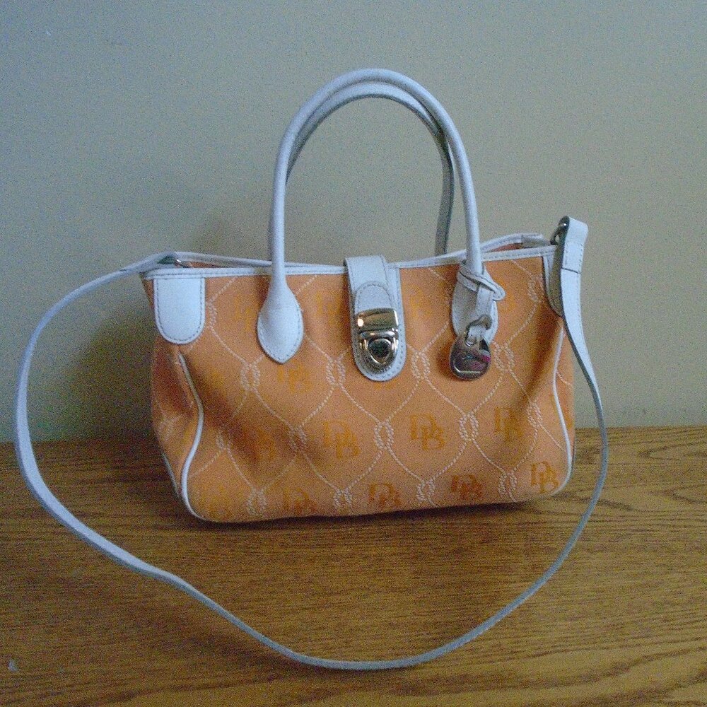 Orange and White Rope Vintage Tote Satchel Handbag